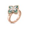 Princess Flower Ring in 18k Rose and White Gold with Diamonds, Malachite and Ruby. Princess Flower Ring in 18k Rose and White Gold with Diamonds, Malachite and Ruby.