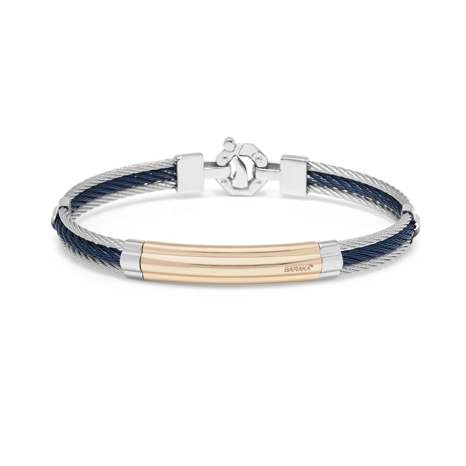 Bracelet 316L in 18k Rose Gold, Stainless Steel, Blue PVD and Diamond