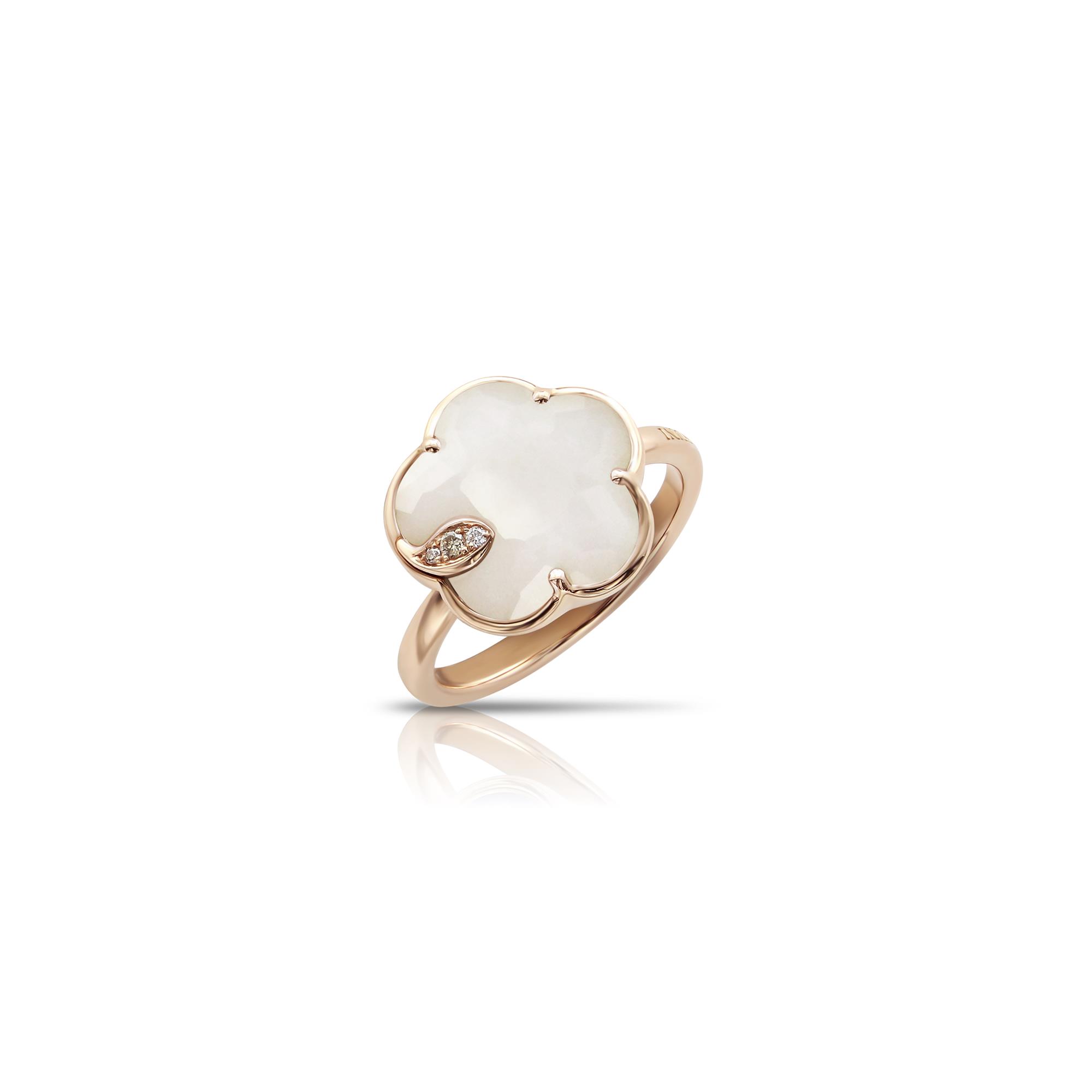 Petit Joli Ring in 18k Rose Gold with White Agate and Diamonds Petit Joli Ring in 18k Rose Gold with White Agate and Diamonds