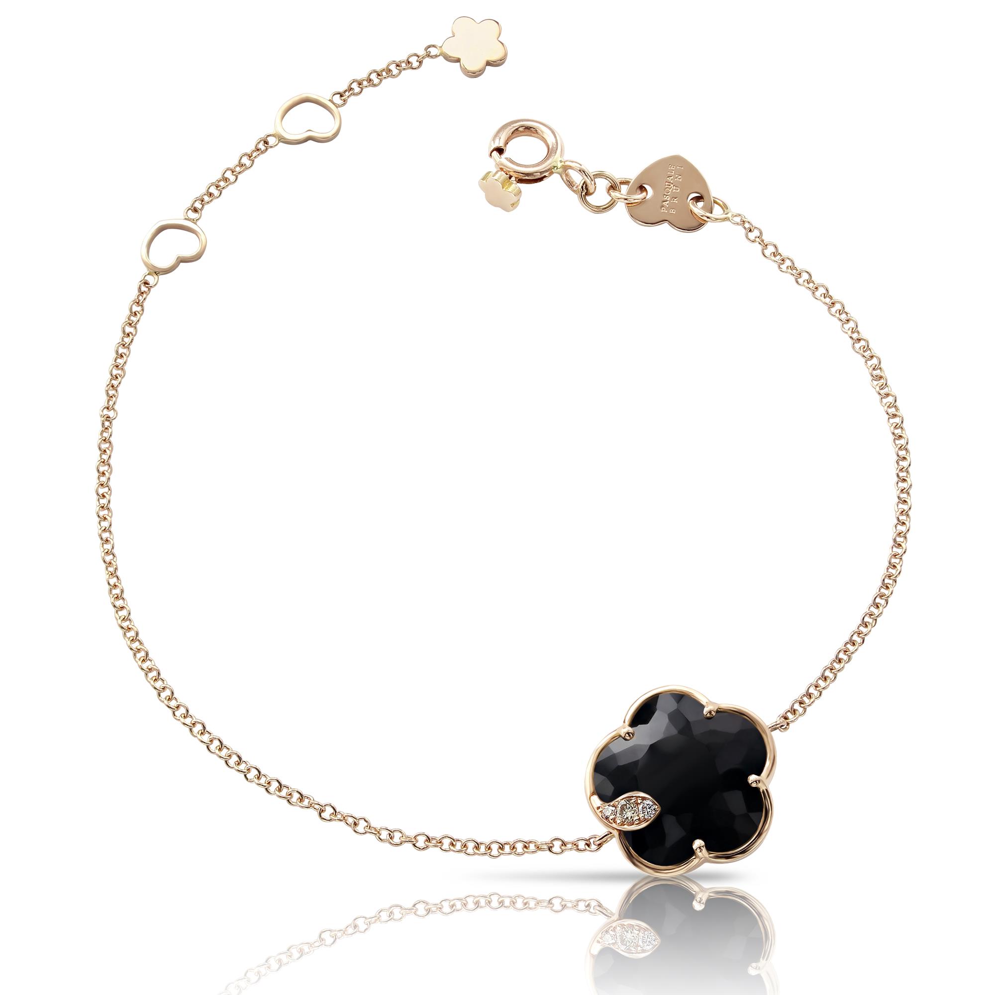 Petit Joli Bracelet in 18k Rose Gold with Onyx and Diamonds 18.5cm Petit Joli Bracelet in 18k Rose Gold with Onyx and Diamonds 18.5cm