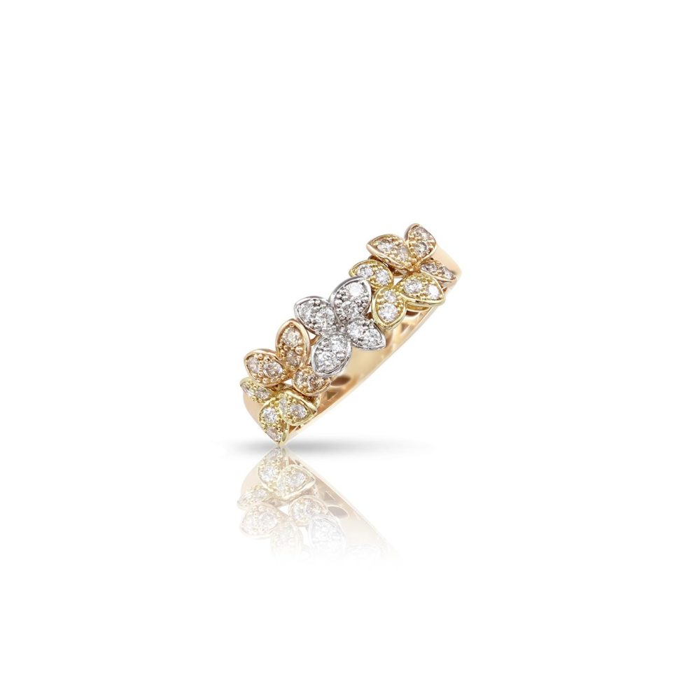 Ama Ring in 18k White, Yellow, Rose Gold with Diamonds.