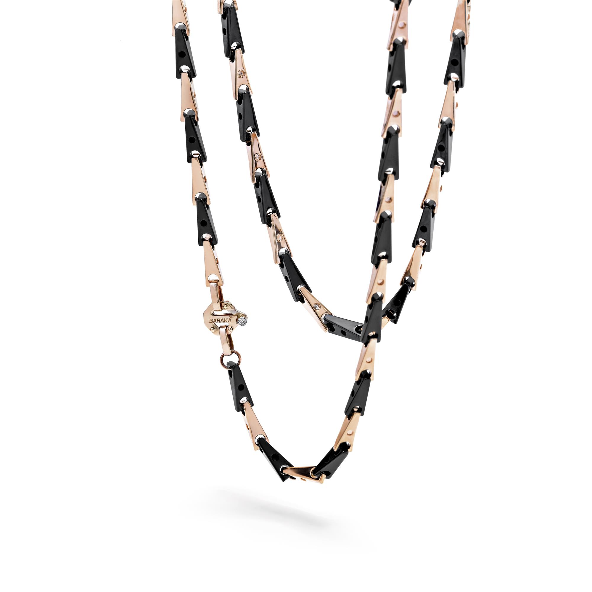 Cyborg Ceramic Chain in 18k Rose Gold with Black Ceramic and Diamond.