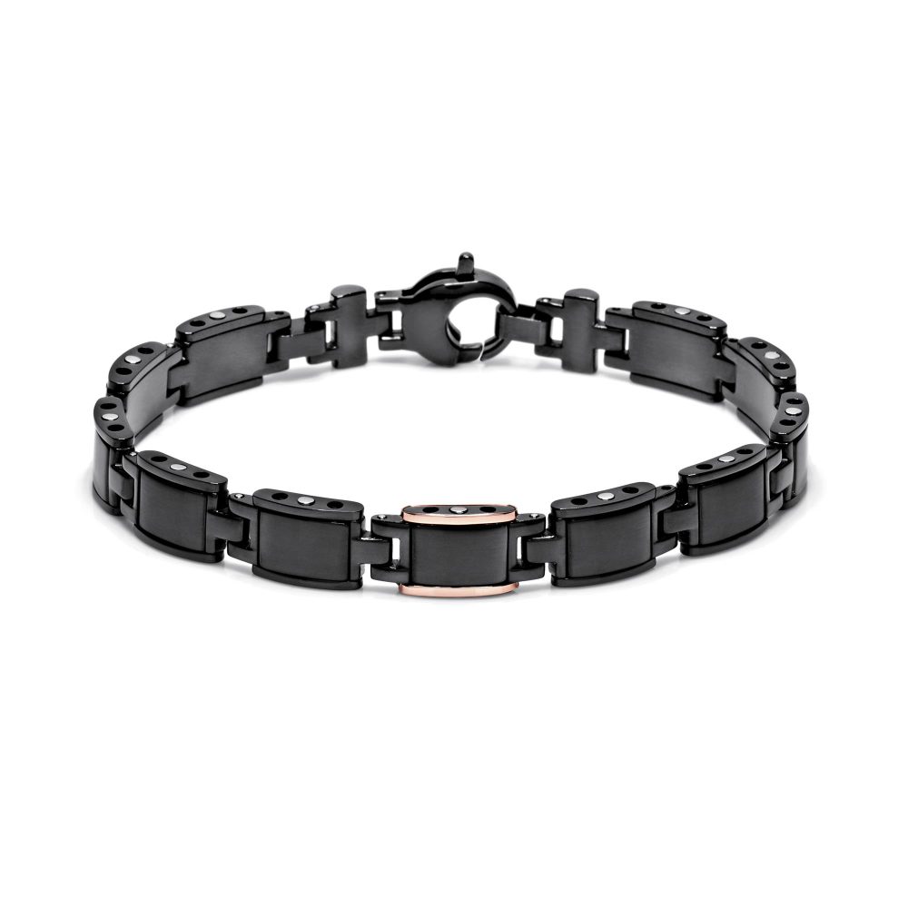 Black One Bracelet in 18k Rose Gold with Stainless Steel, Black PVD and Diamond.