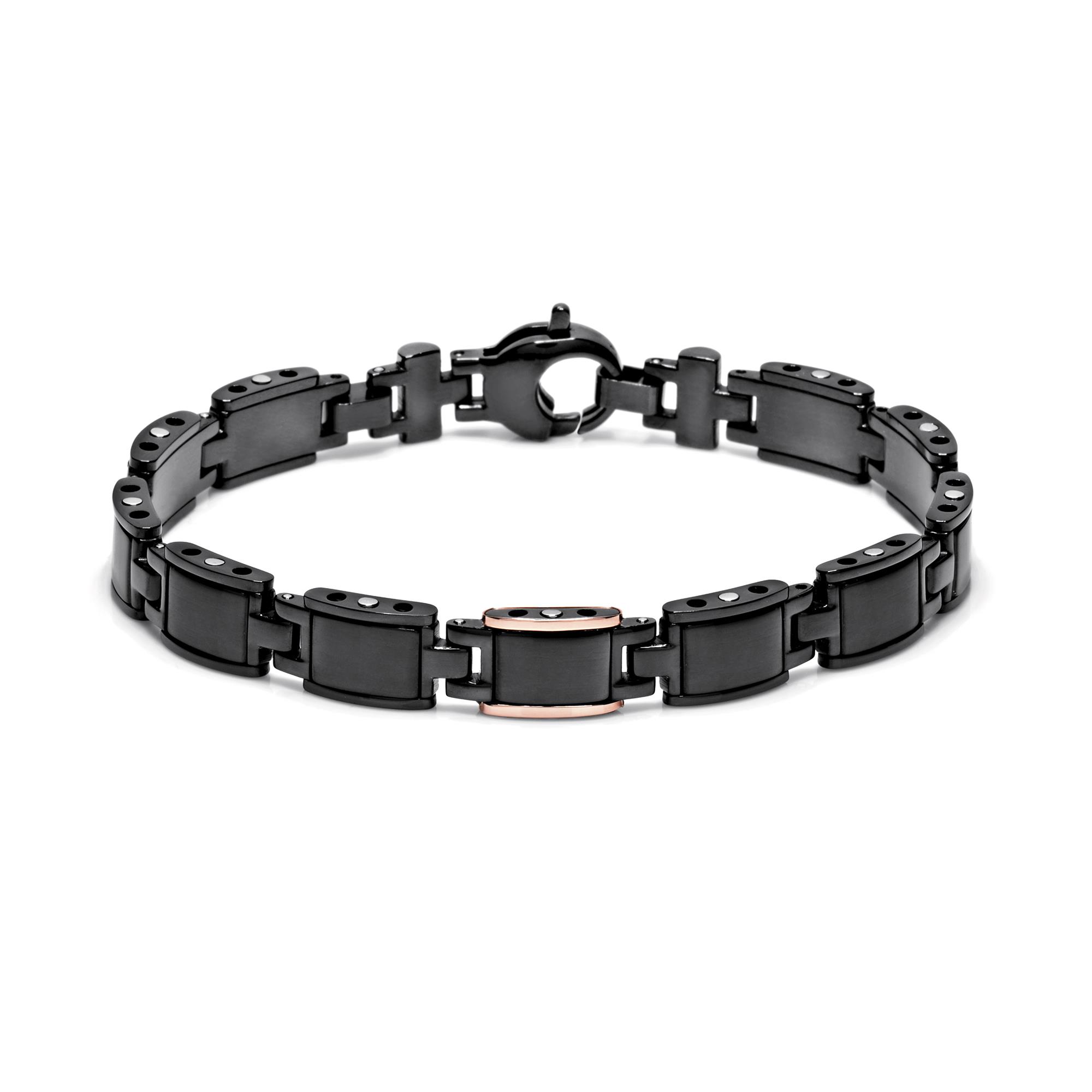 Black One Bracelet in 18k Rose Gold with Stainless Steel, Black PVD and Diamond.