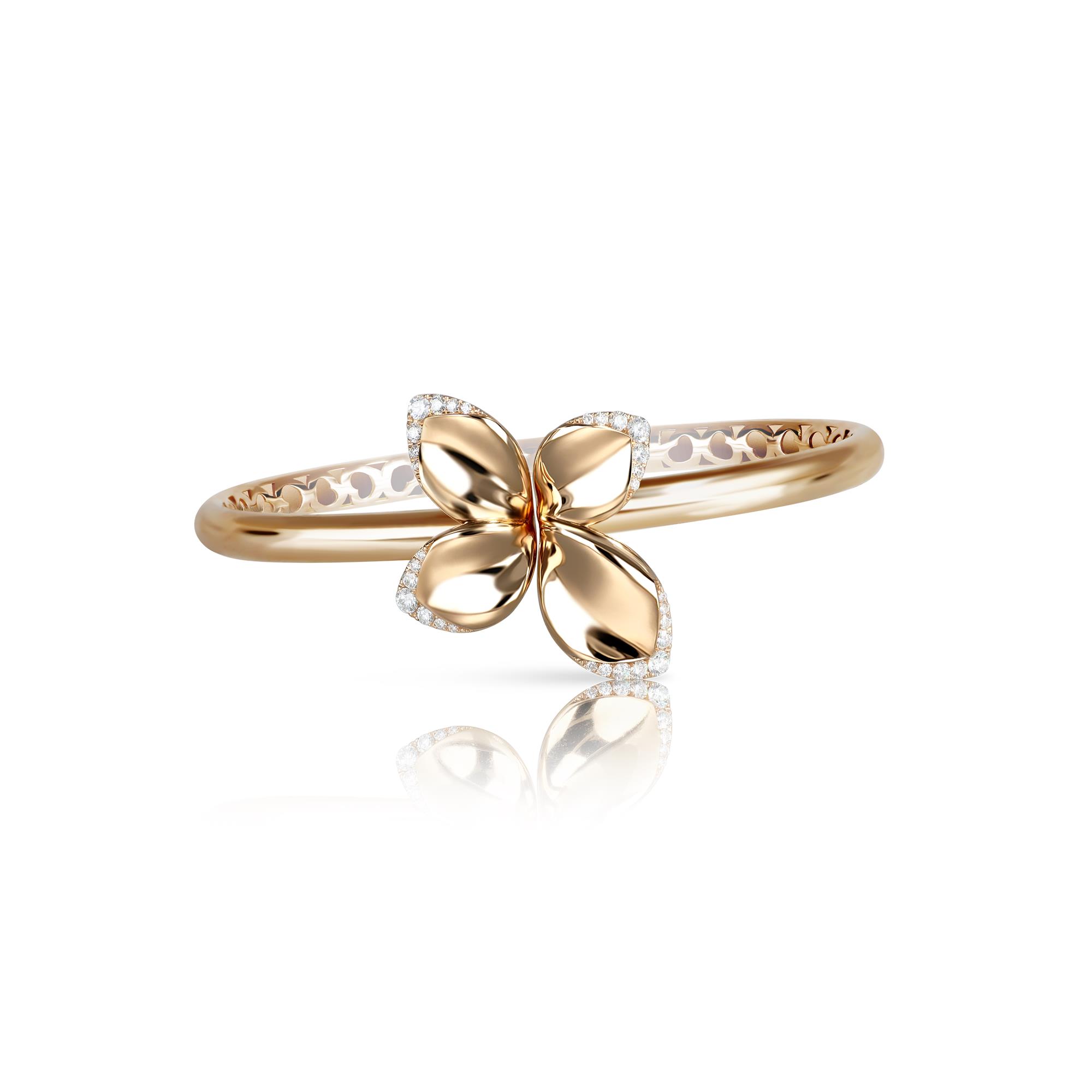 Giardini Segreti Bracelet in 18k Rose Gold with Diamonds, Small Flower Giardini Segreti Bracelet in 18k Rose Gold with Diamonds, Small Flower