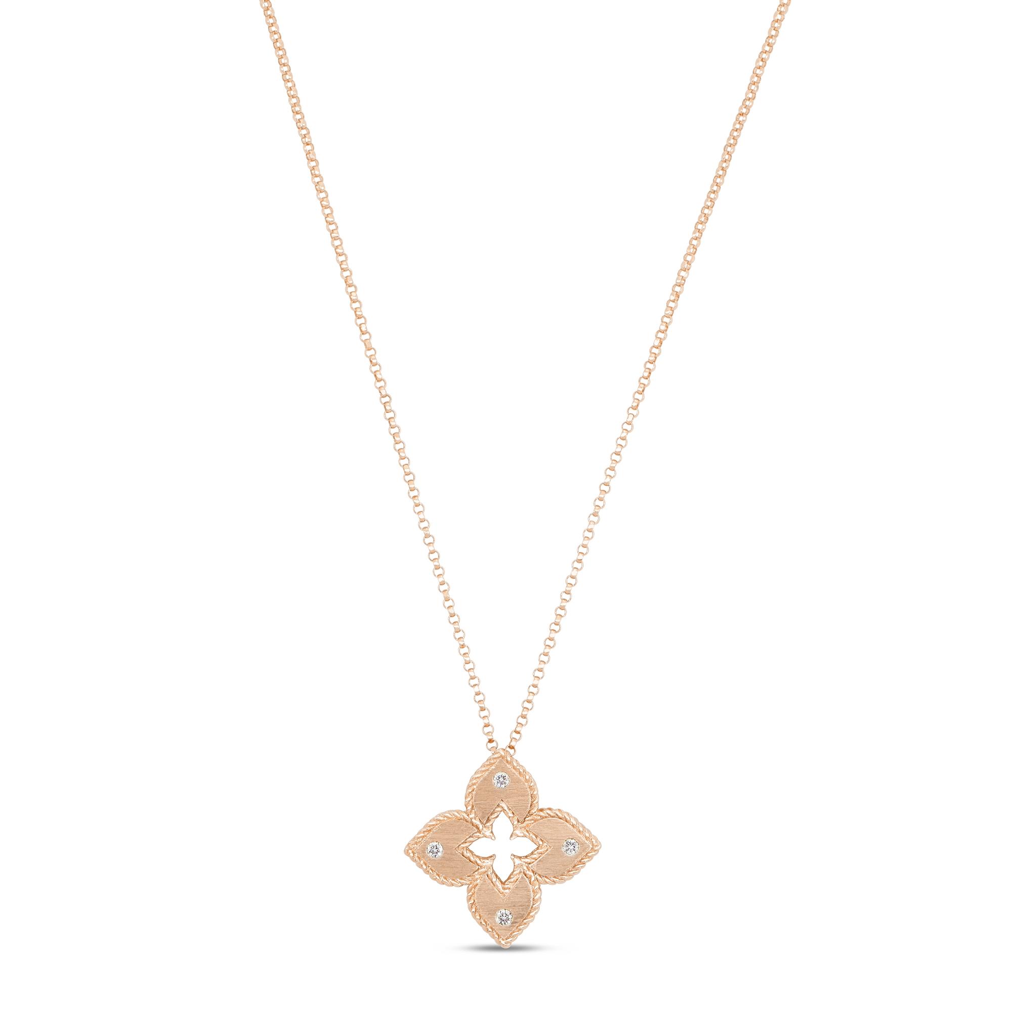 Venetian Princess Necklace in 18k Rose Gold with Diamonds and Ruby. Venetian Princess Necklace in 18k Rose Gold with Diamonds and Ruby.