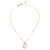 Petit Joli Lunaire Κολιέ σε 18K Ροζ Χρυσό με Φίλντισι, Λευκό Φεγγαρόλιθο και Διαμάντια