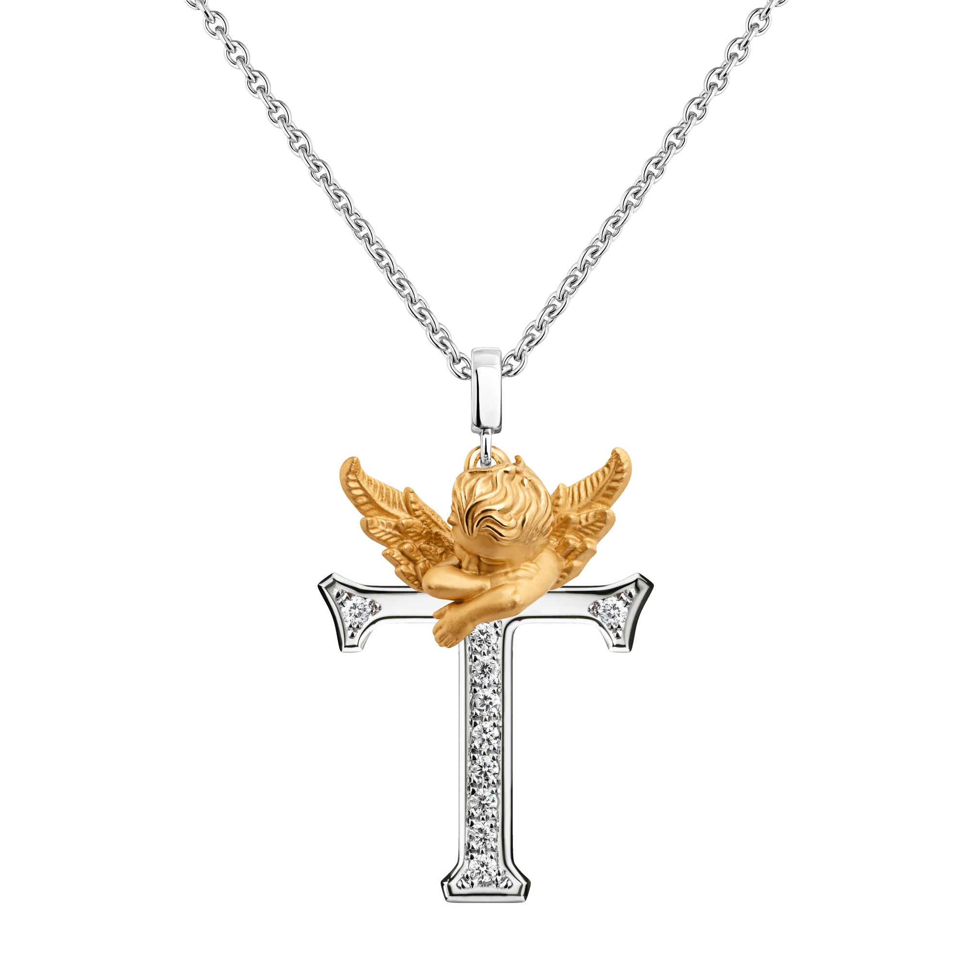 Колье My Angel T из желтого и белого золота 18 карат с бриллиантами.