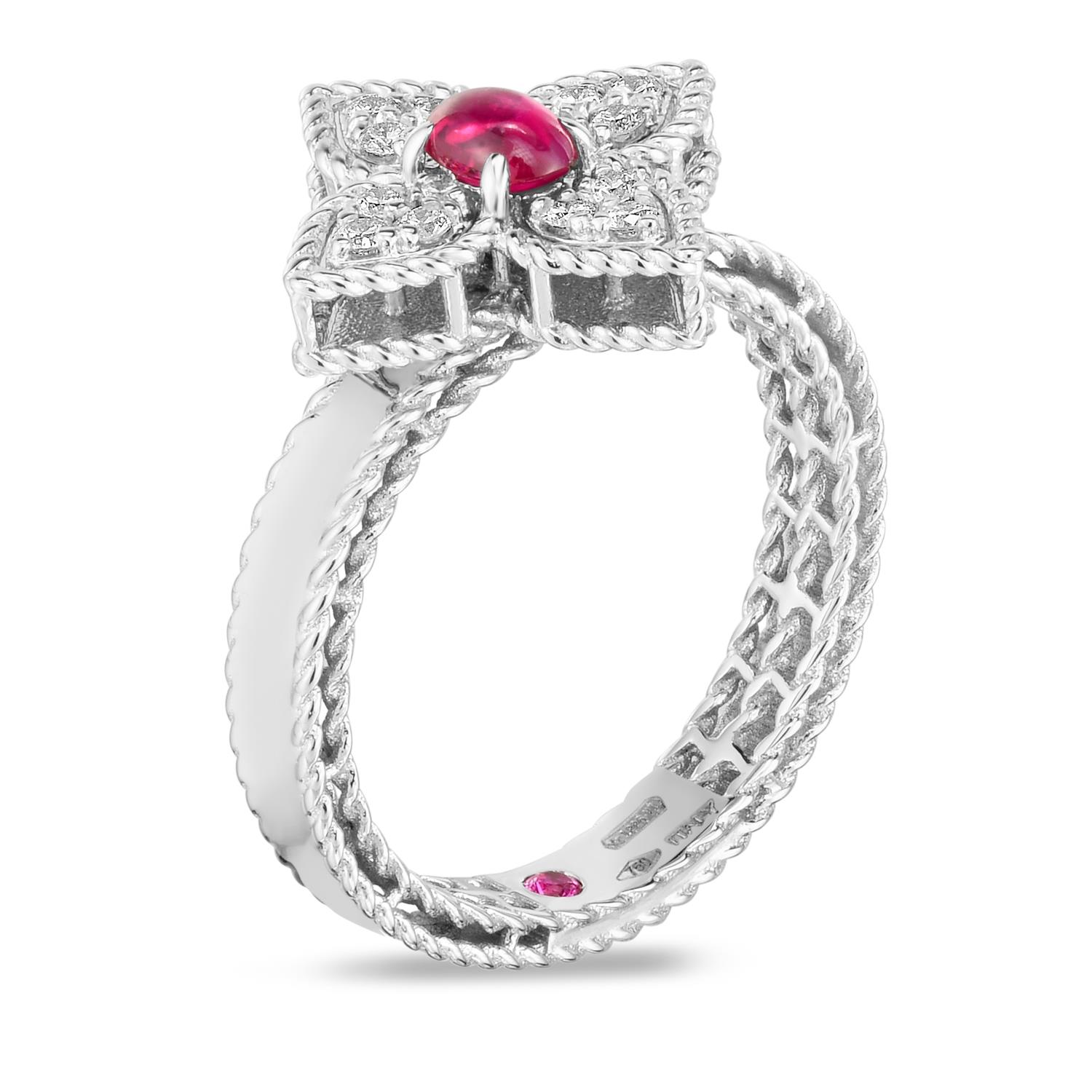 Princess Flower Ring in 18k White Gold with Diamonds and Rubies Princess Flower Ring in 18k White Gold with Diamonds and Rubies