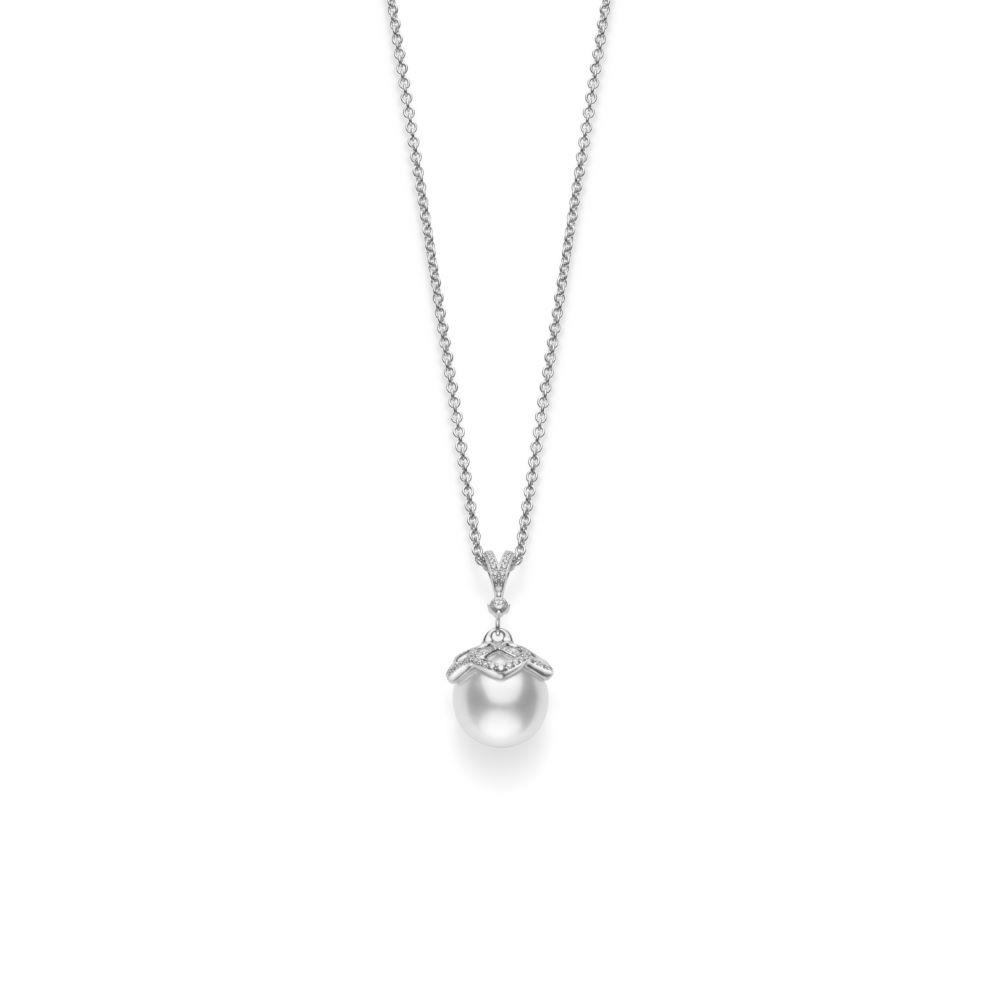 Necklace in 18k White Gold with South Sea Pearl Α+ 12mm (1) and Diamonds.