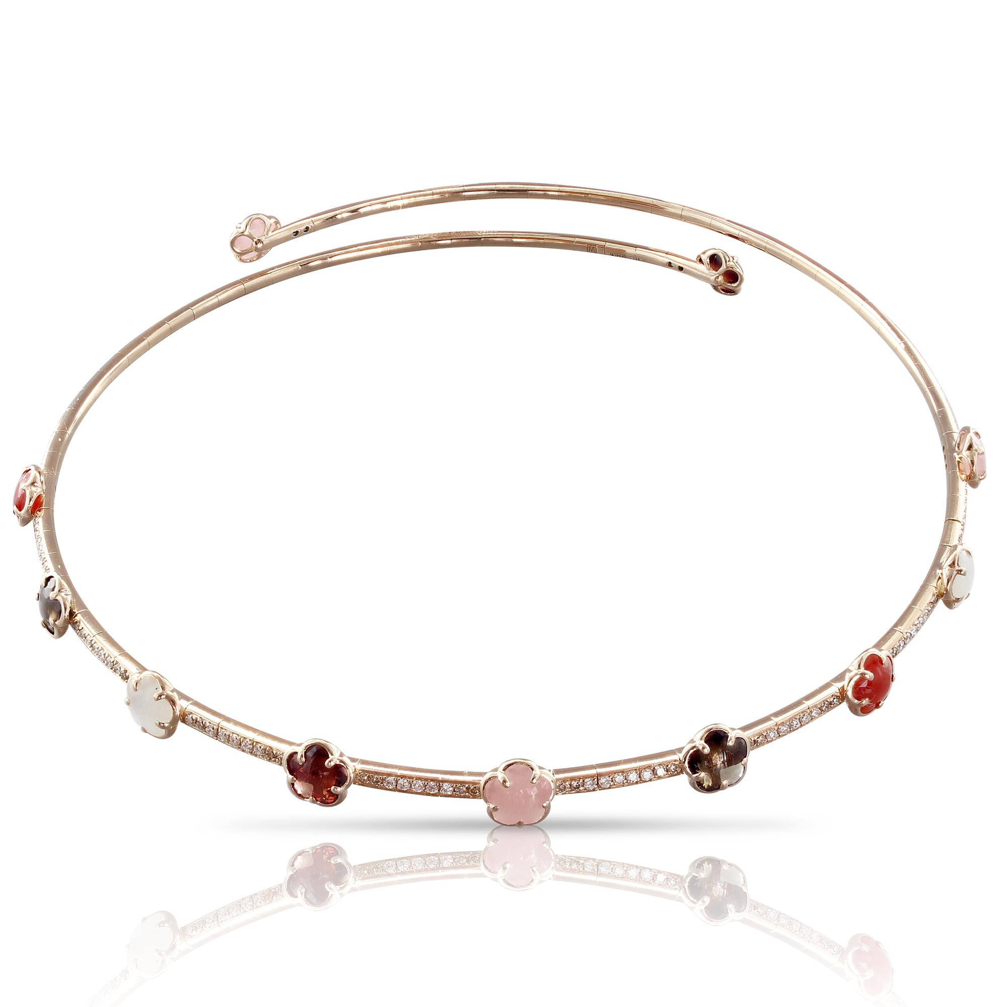 Figlia Dei Fiori Choker in 18k Rose Gold with 'Earth' gems and Diamonds