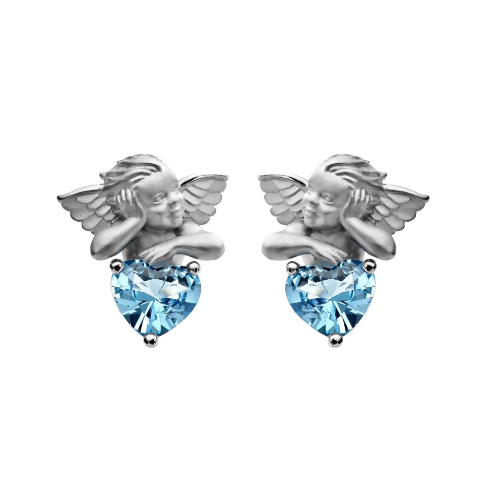 My Angel Heart Earrings in 18k White Gold with Topaz.