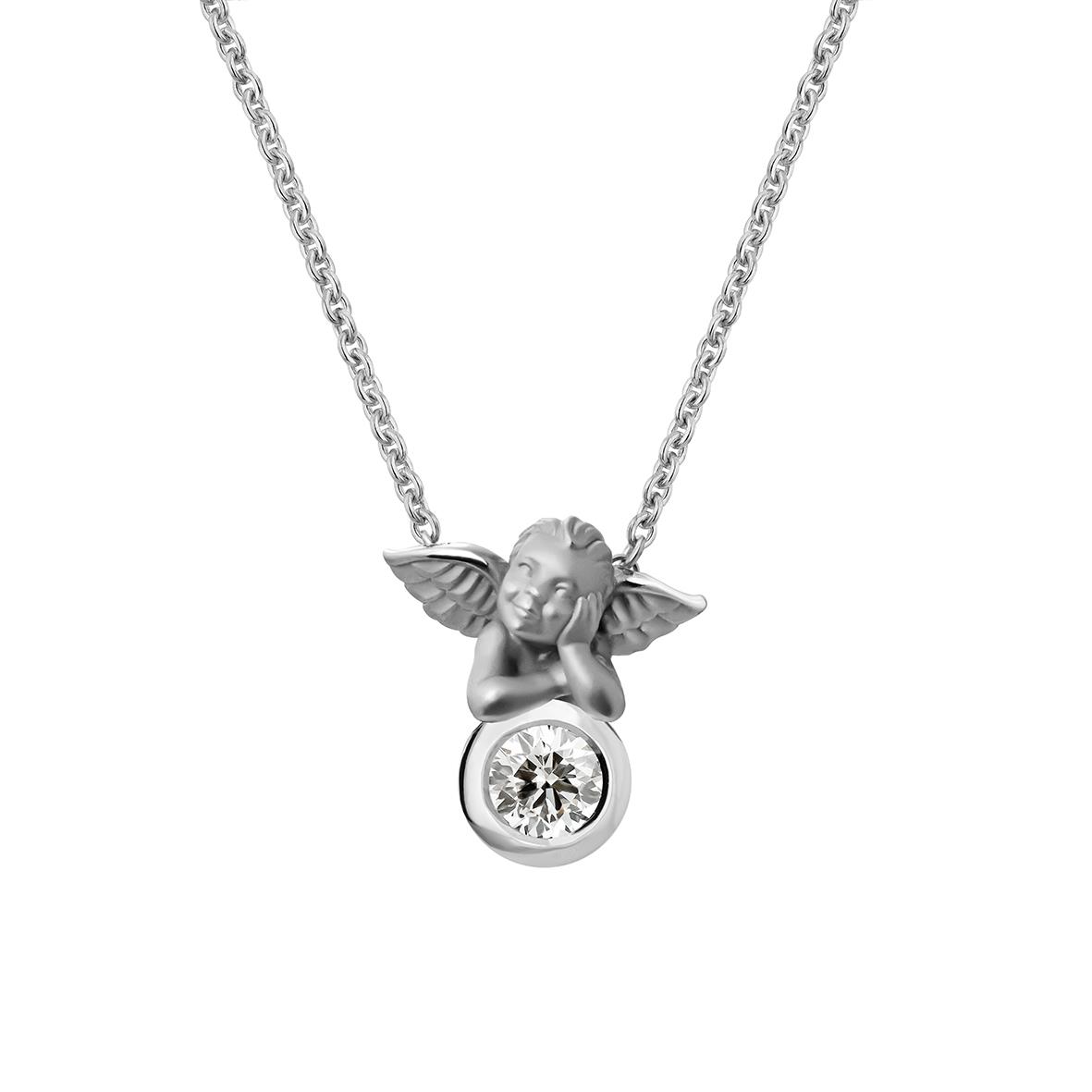 Solitario My Angel Necklace in 18k White Gold with Diamonds.