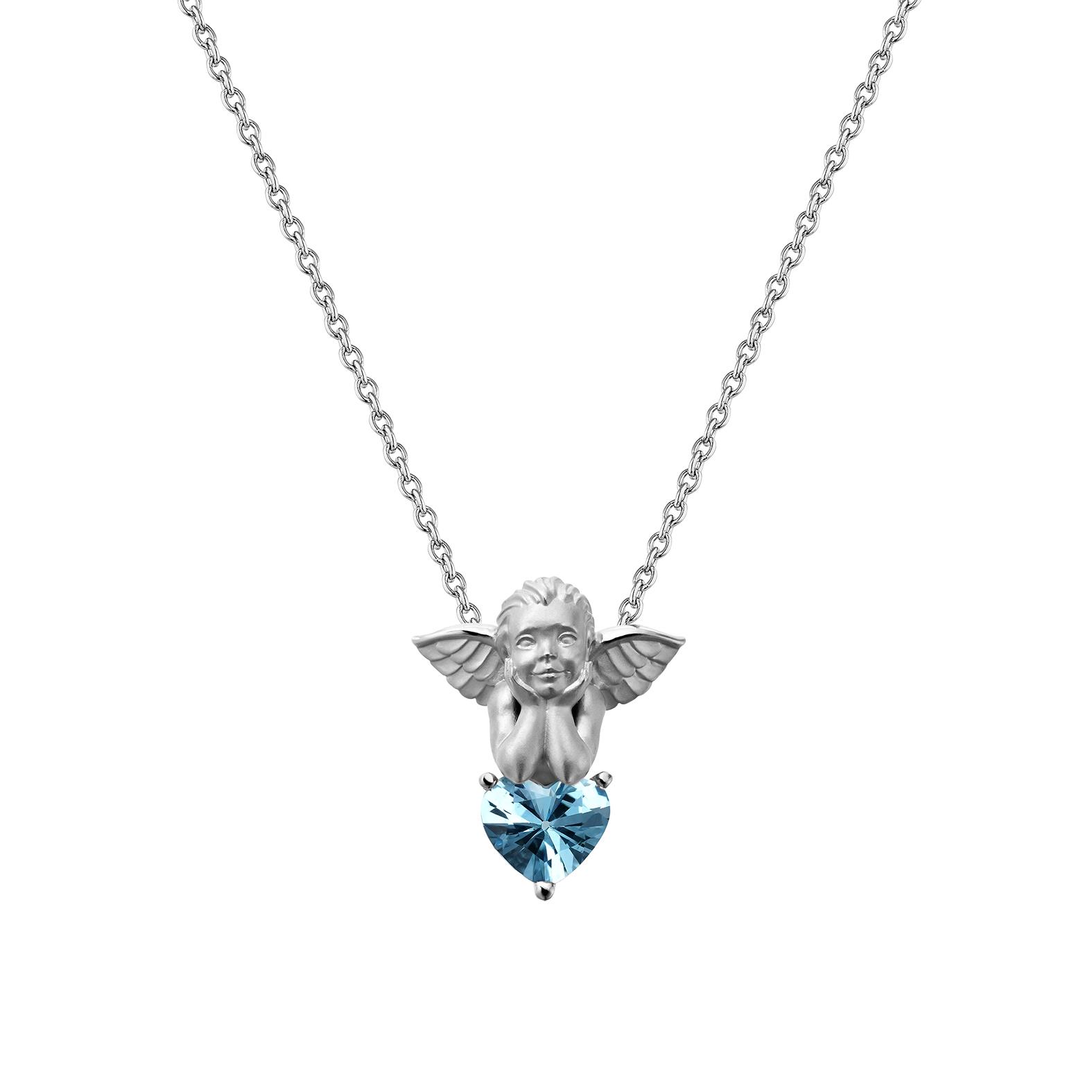 My Angel Heart Necklace in 18k White Gold with Topaz. My Angel Heart Necklace in 18k White Gold with Topaz.