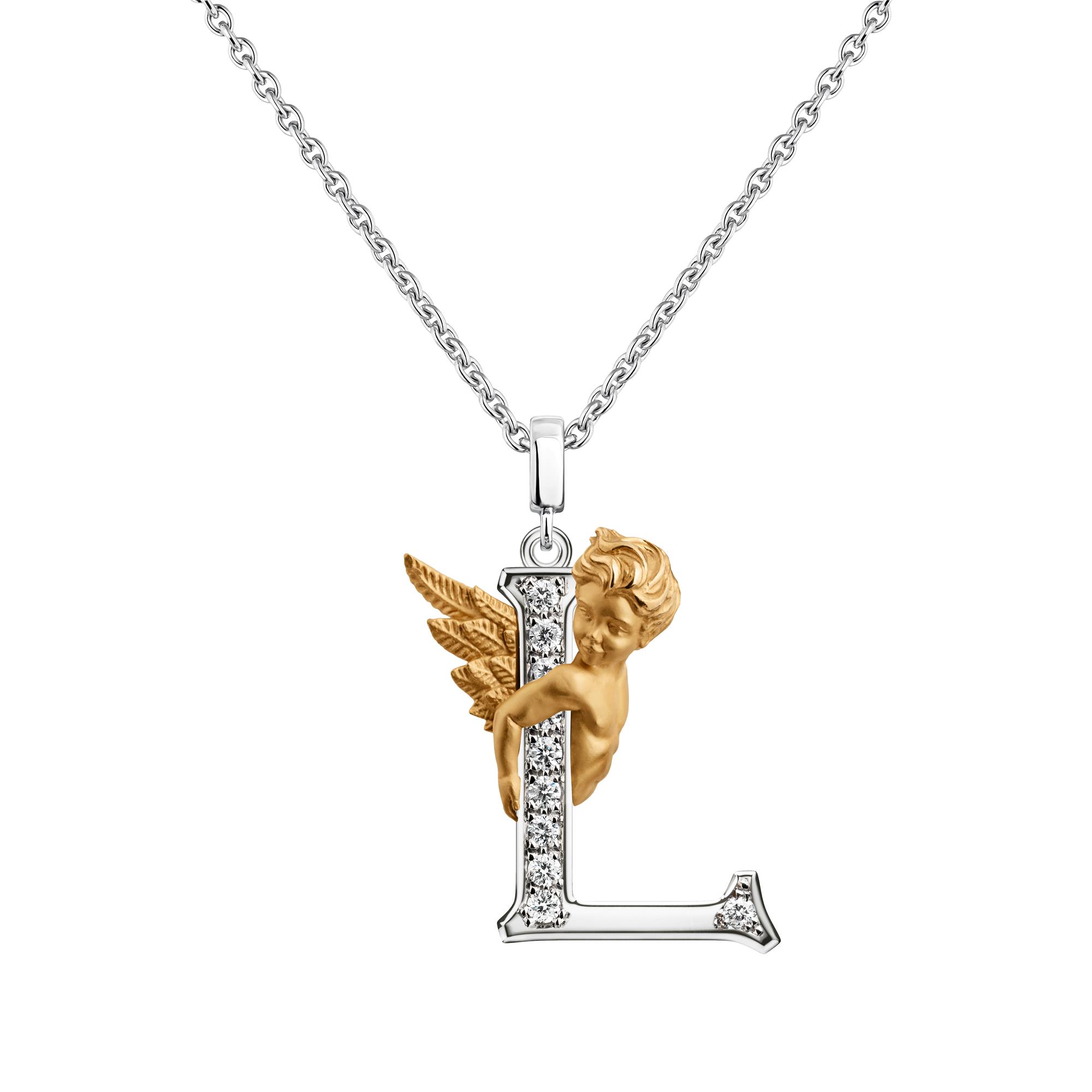 My Angel Necklace L in 18k Yellow and White Gold with Diamonds. My Angel Necklace L in 18k Yellow and White Gold with Diamonds.