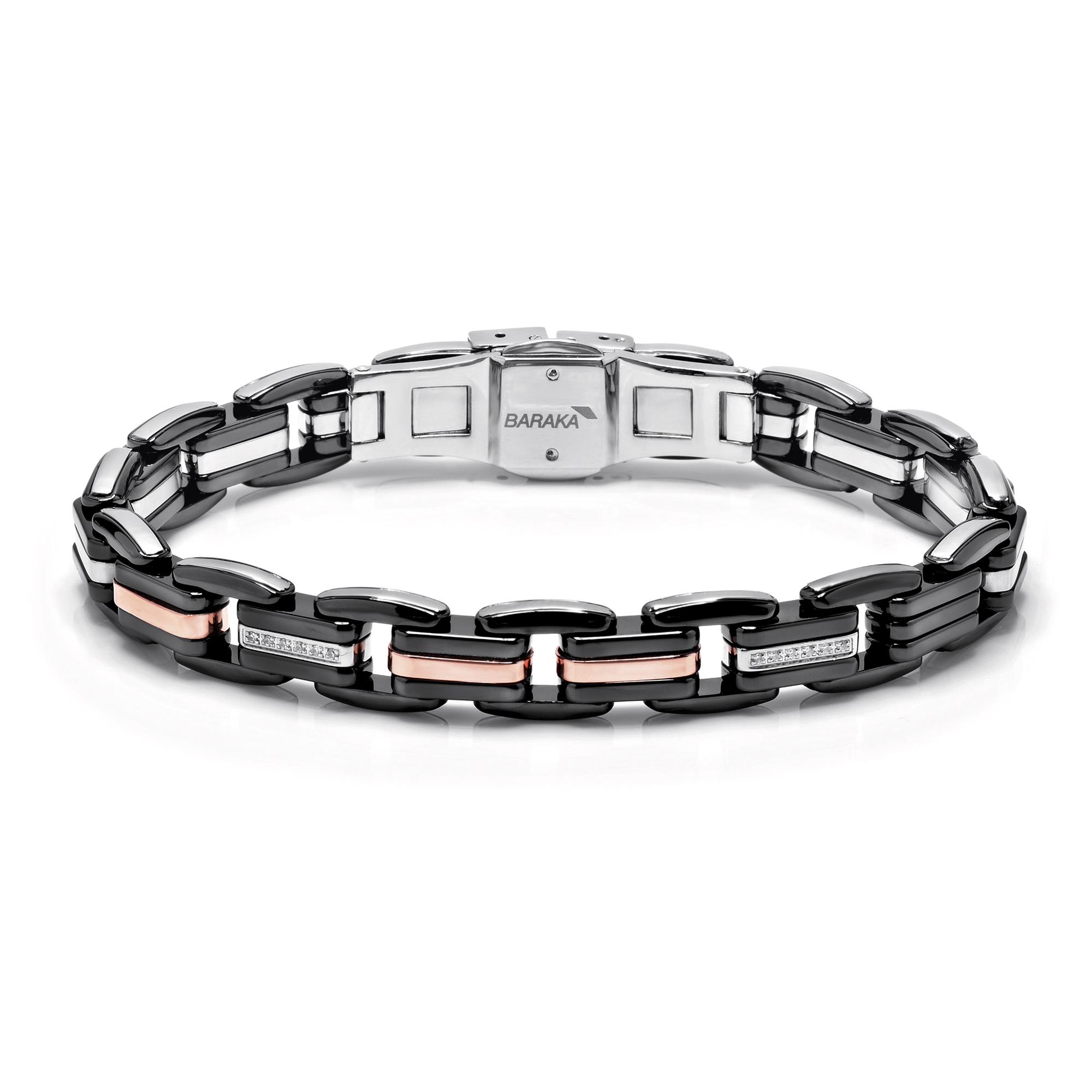 Explore Bracelet in 18K Rose Gold with Stainless Steel, Black Ceramic and Diamonds