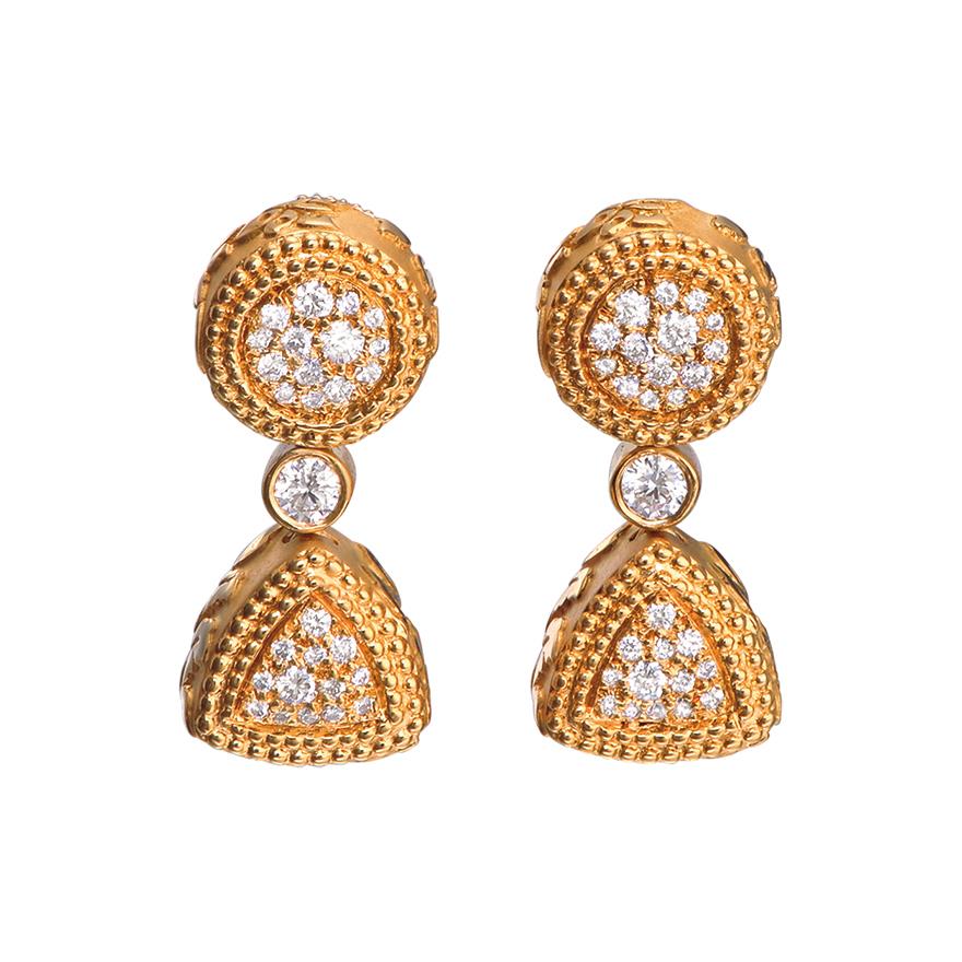 Velazquez Earrings in 18k Yellow Gold with Diamonds. Velazquez Earrings in 18k Yellow Gold with Diamonds.