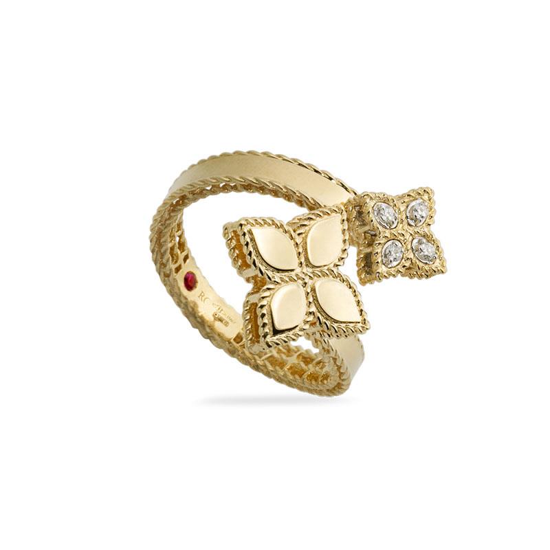 Princess Flower Ring in 18K Yellow and White Gold with Diamonds and Ruby Princess Flower Ring in 18K Yellow and White Gold with Diamonds and Ruby