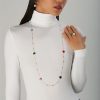 Petit Joli Bouquet Μακρύ Κολιέ σε 18k Ροζ Χρυσό με Πολύχρωμους Λίθους και Διαμάντια