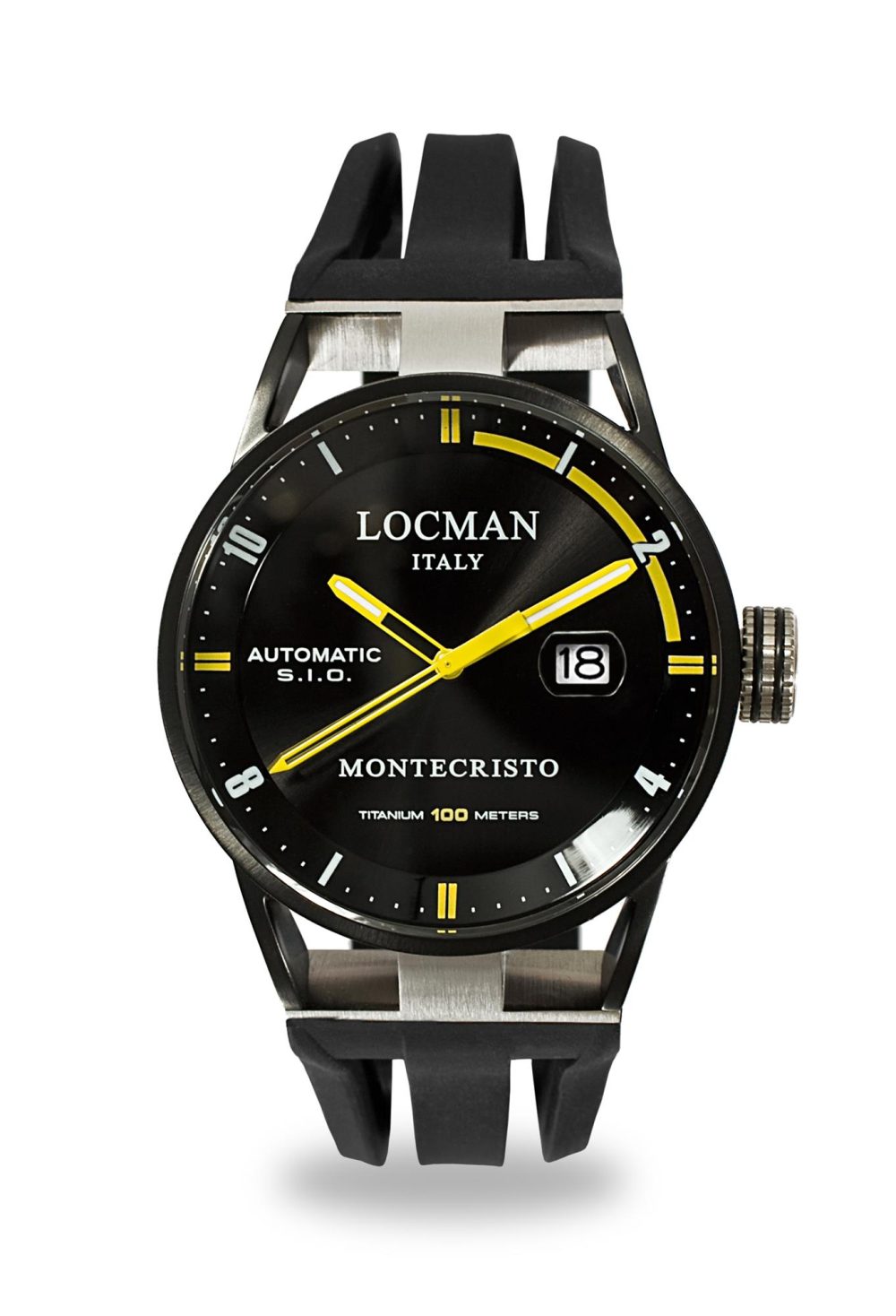 Montecristo Classic 44mm Movement Three Hands Automatic with St.Steel, Tit. and Pvd, Dial:Sunray Black, Strap:Silicon Black