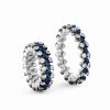 Ring Multi Size 3 Rows, Full 2 Points in 18K White Gold with Blue Sapphires and Diamonds Ring Multi Size 3 Rows, Full 2 Points in 18K White Gold with Blue Sapphires and Diamonds