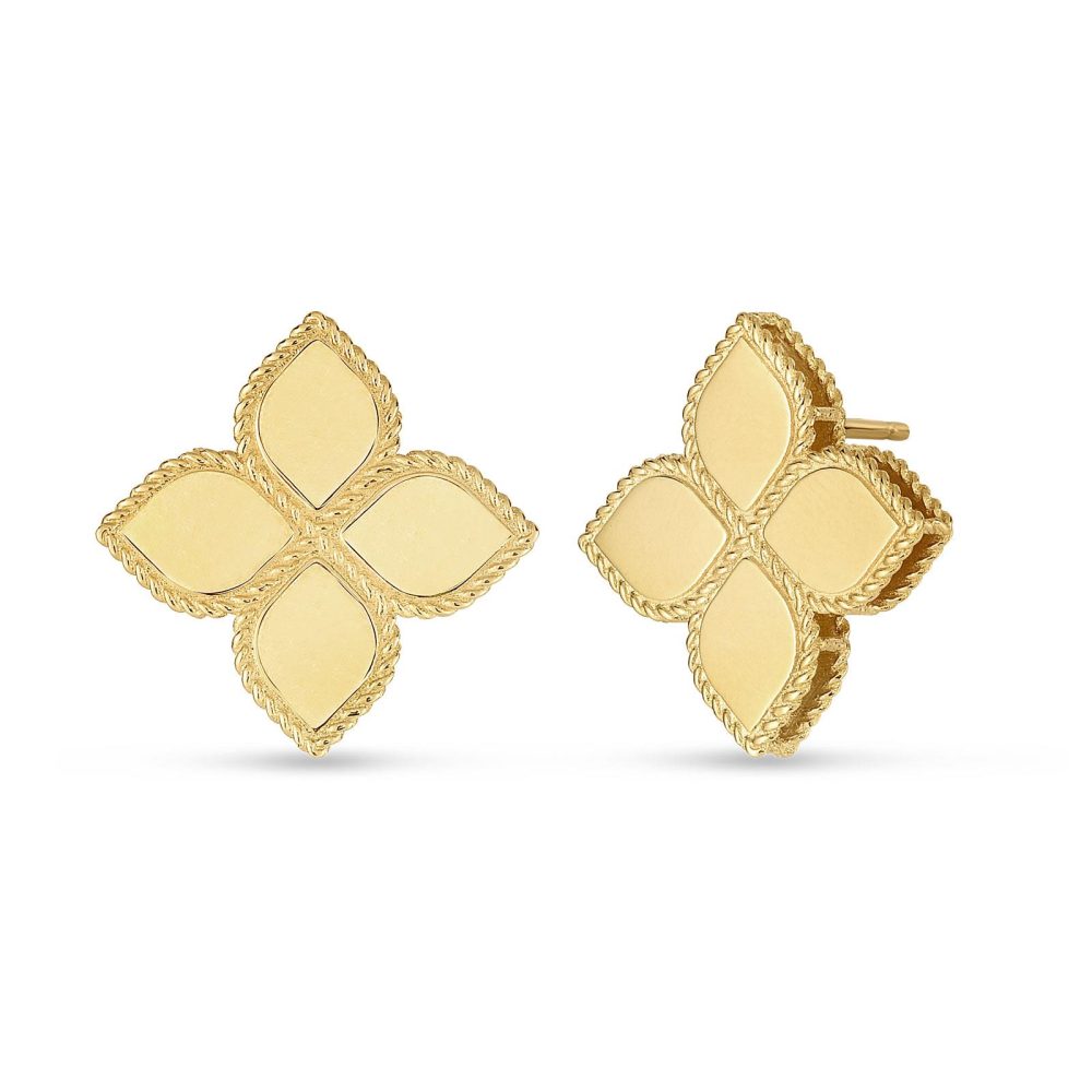 Princess Flower Earrings in 18K Yellow Gold with Rubies