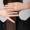 Giardini Segreti Ring in 18k Rose Gold with Diamonds, Three Leaves