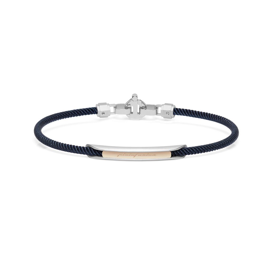 Baraka by Pininfarina Βραχιόλι σε 18Κ Ροζ Χρυσό με Ασήμι, Ανοξείδωτο Ατσάλι, Μπλε PVD και Διαμάντια