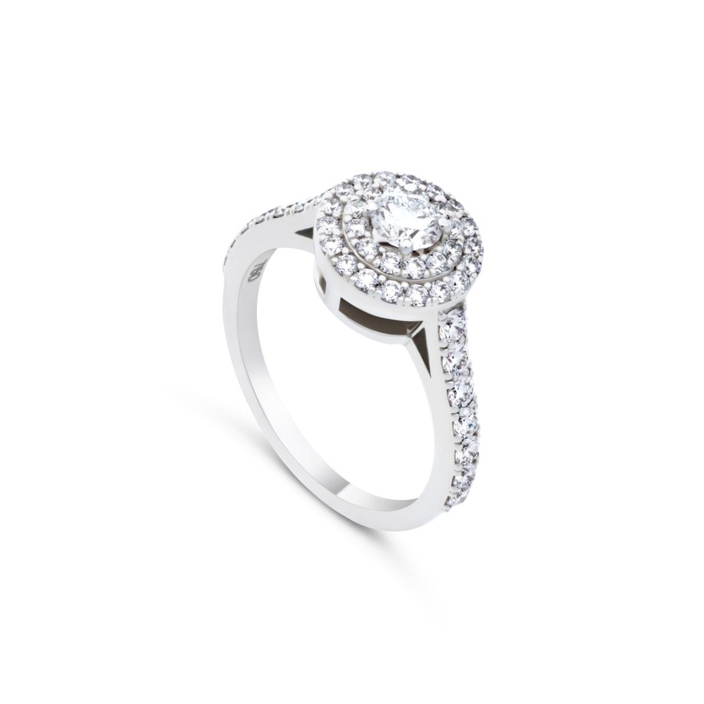 Ulysses Solitaire Ring in 18K White Gold with Diamonds 14mm