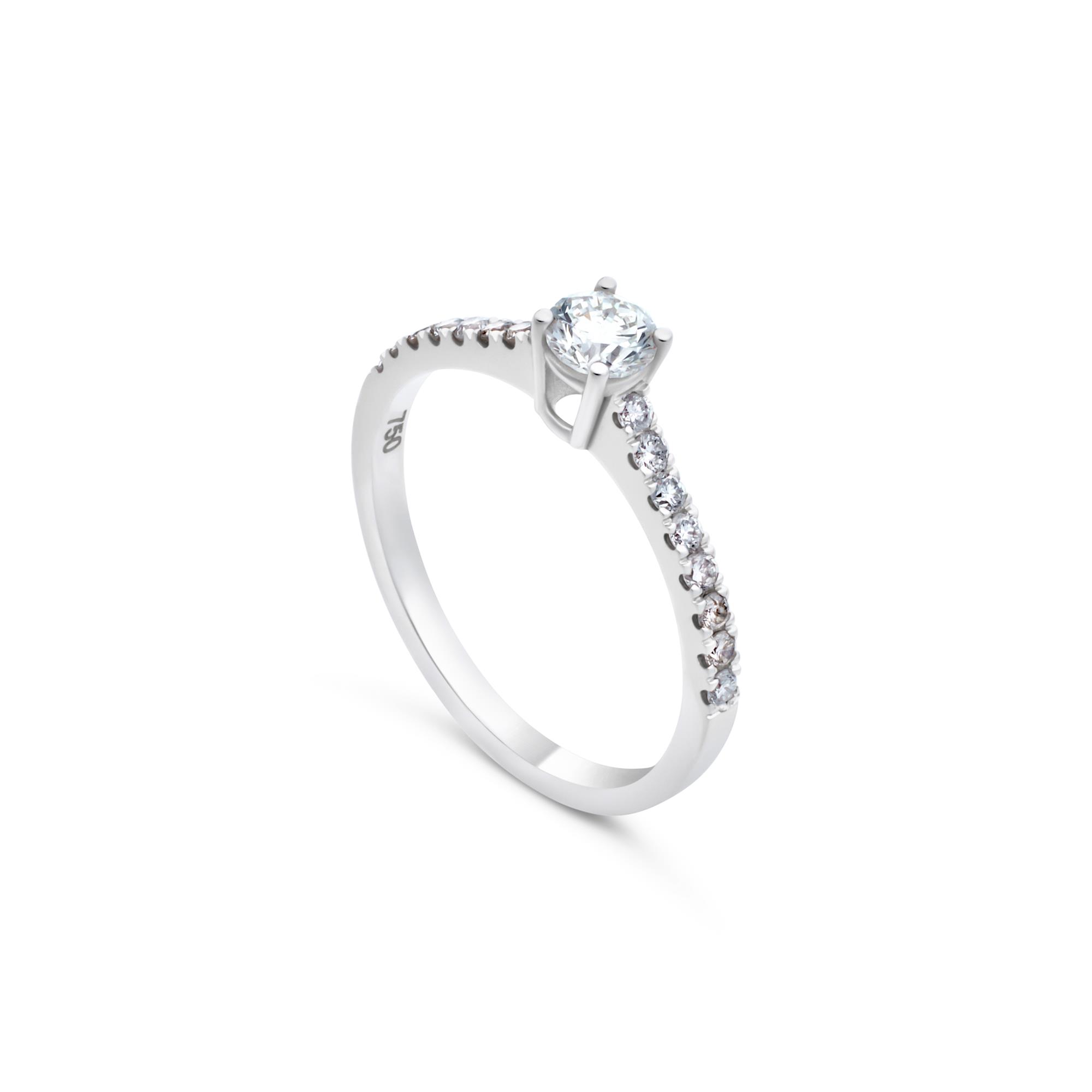 Ulysses Solitaire Ring in 18K White Gold with Diamonds 16mm Ulysses Solitaire Ring in 18K White Gold with Diamonds 16mm