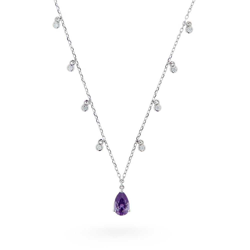 Ulysses Silver Necklace in Silver 925 with Purple Zircon