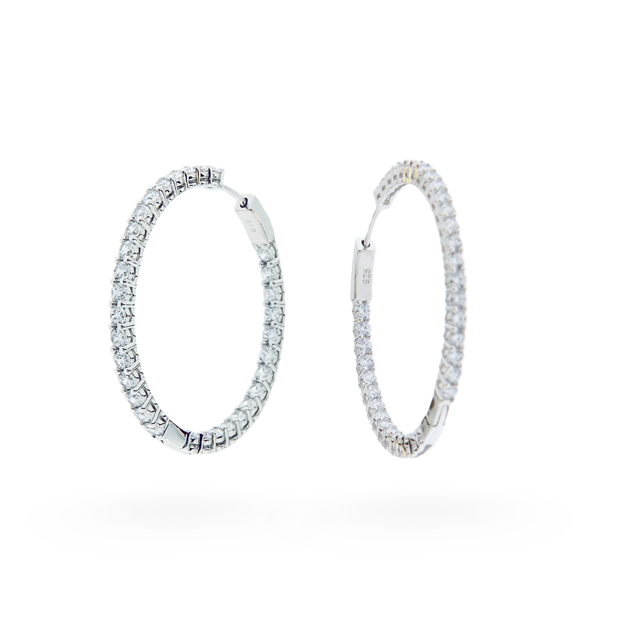 Earrings in Silver 925 with Zircon 4cm Earrings in Silver 925 with Zircon 4cm