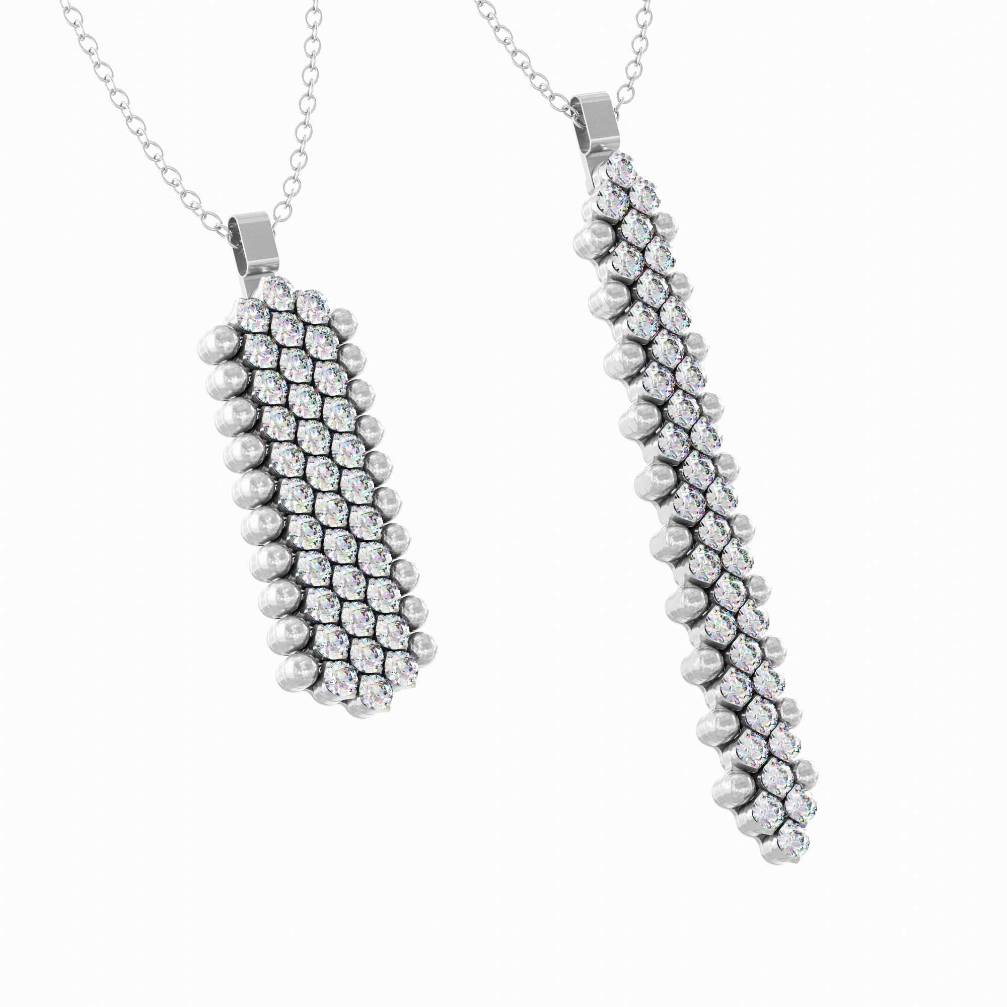 Necklace Multi Size, 5 Rows in 18K White Gold with Diamonds