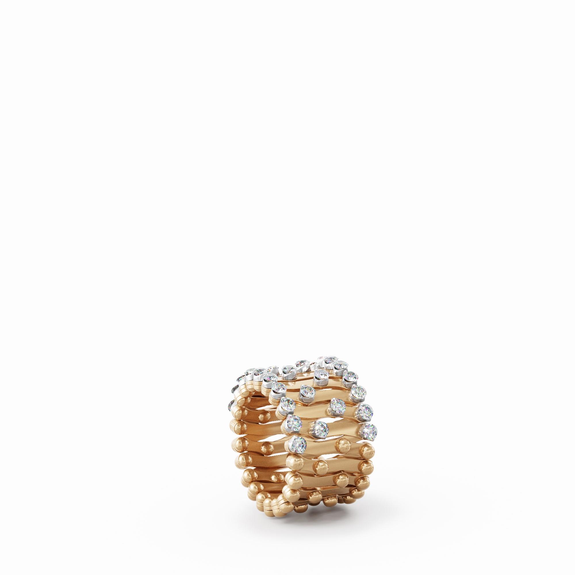 Ring Bracelet 1492 in Rose and White Gold with Diamonds