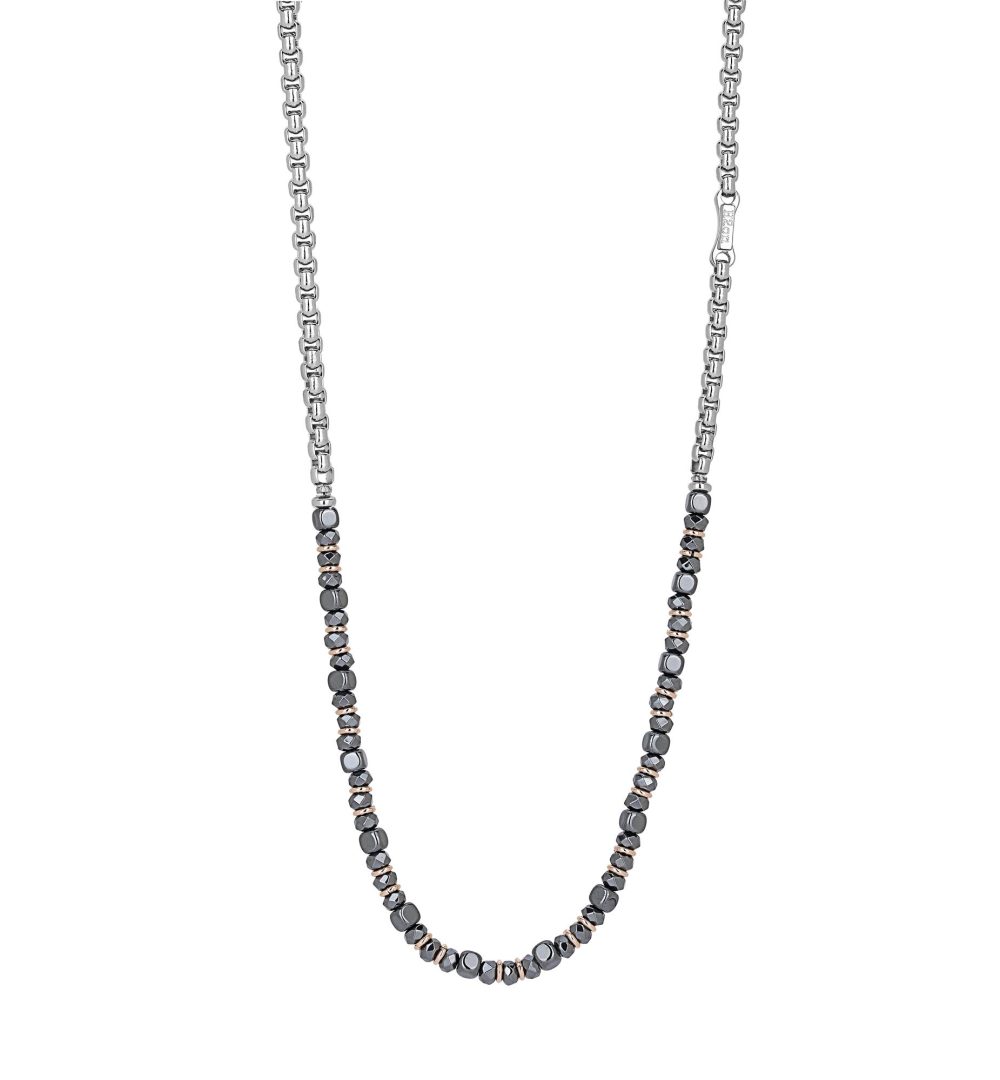 Necklace in Stainless Steel with Hematite