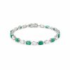 Bracelet in 925 Silver with White and Green Zircons 20 cm