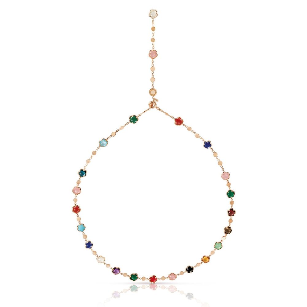Figlia Dei Fiori Necklace in 18k Rose Gold with Colorful Gemstones