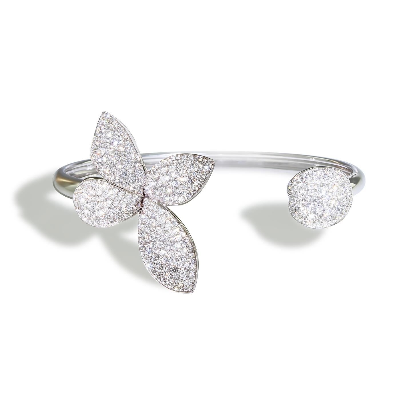 Giardini Segreti Bracelet in 18Κ White Gold with Diamonds, Small Flower Giardini Segreti Bracelet in 18Κ White Gold with Diamonds, Small Flower