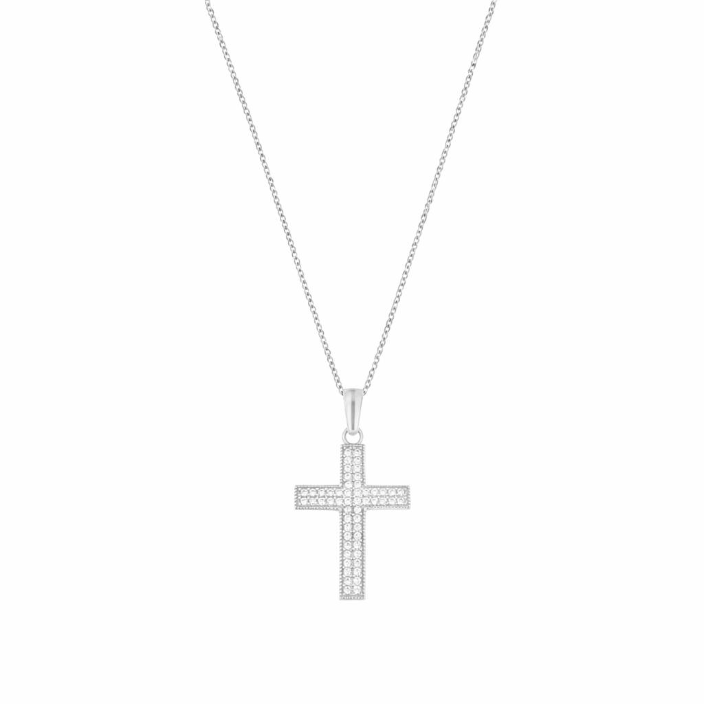 Крест из серебра 925 с цирконом 45 см