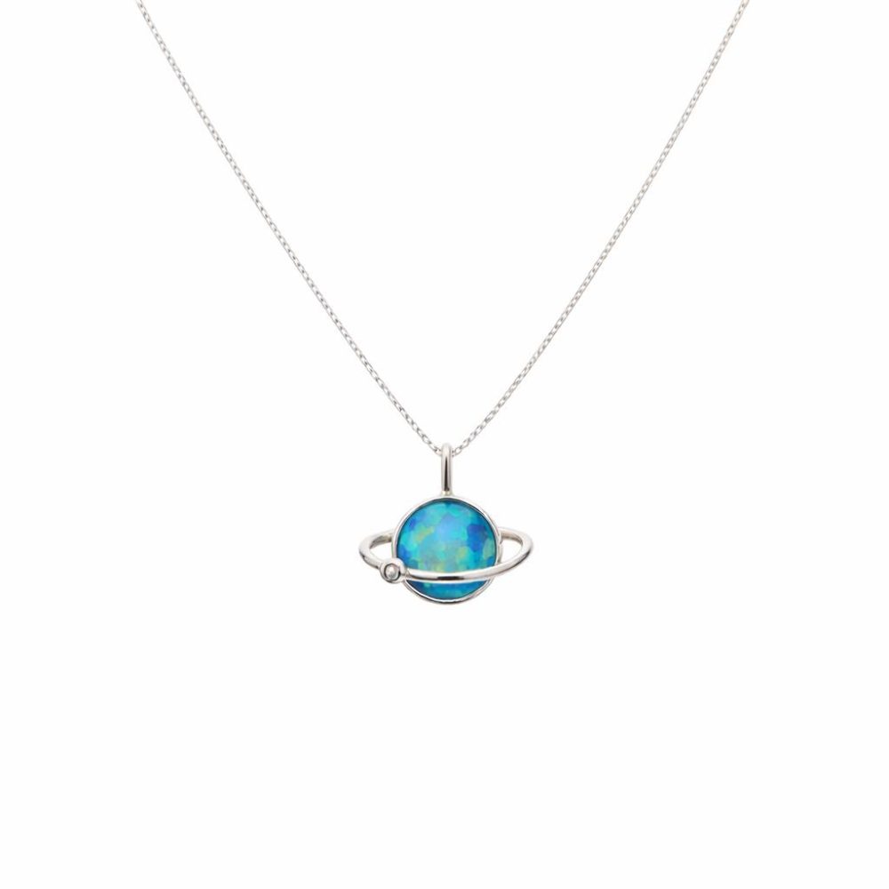 Necklace in Silver 925 with Enamel and Zircon 45cm