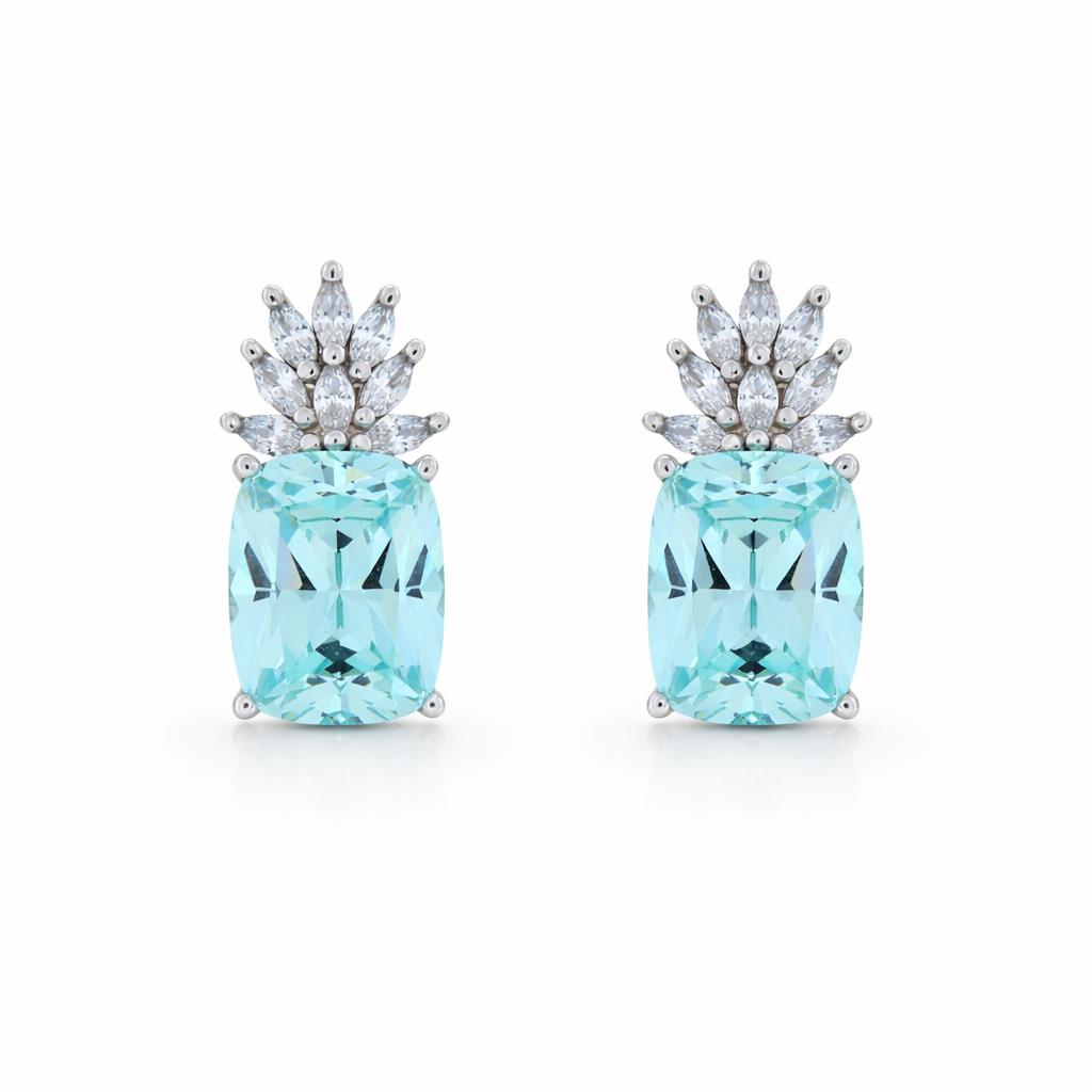 Earrings in Silver 925 with Turquoise Zircon 1.5cm Earrings in Silver 925 with Turquoise Zircon 1.5cm