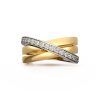 Waves Ring in 18K White and Yellow Gold with Diamonds