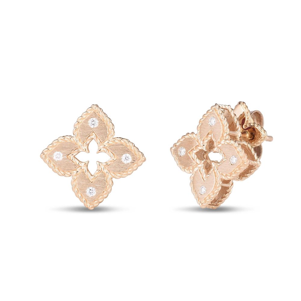 Venetian Princess Earrings in 18Κ Rose Gold with Diamonds and Rubies