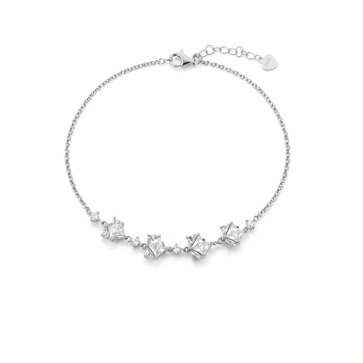 браслет из серебра 925 пробы с цирконом 21cm