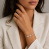Bracelet in Silver 925 with Zircon and White Enamel 20cm