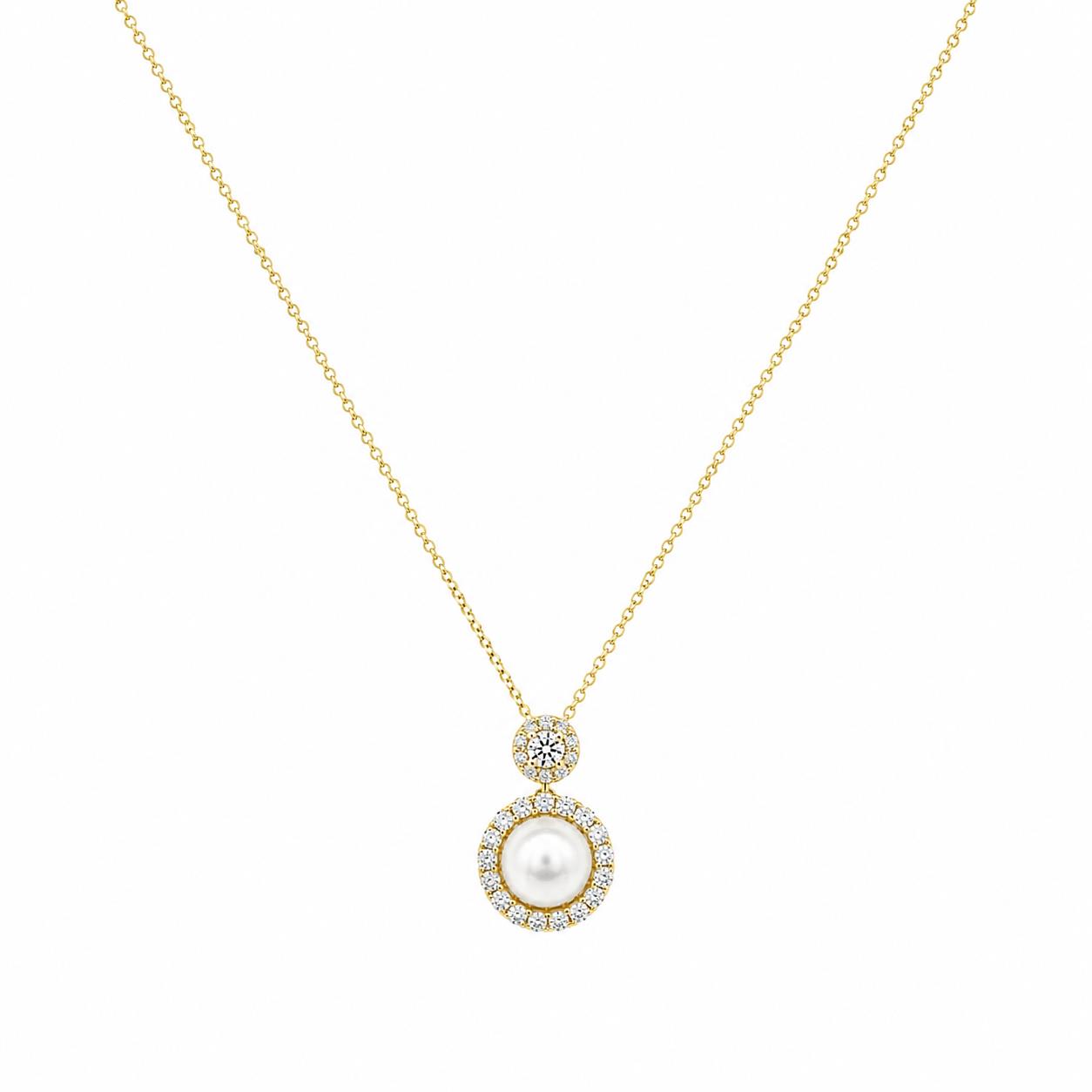 Necklace in Gold-Plated Silver 925 with Pearl and Zircon 44cm