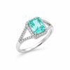 Ring in Silver 925 with White and Light Green Zircon 17.5mm