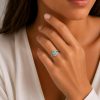Ring in Silver 925 with White and Light Green Zircon 17.5mm