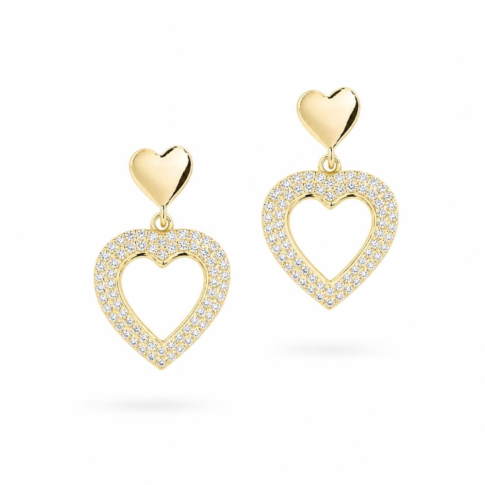 Earrings in Gold-Plated Silver 925 with Zircon 2cm