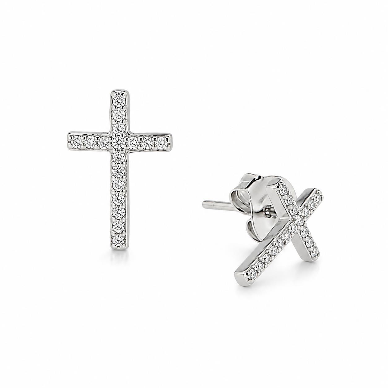 Earrings in Silver 925 with Zircon 1cm